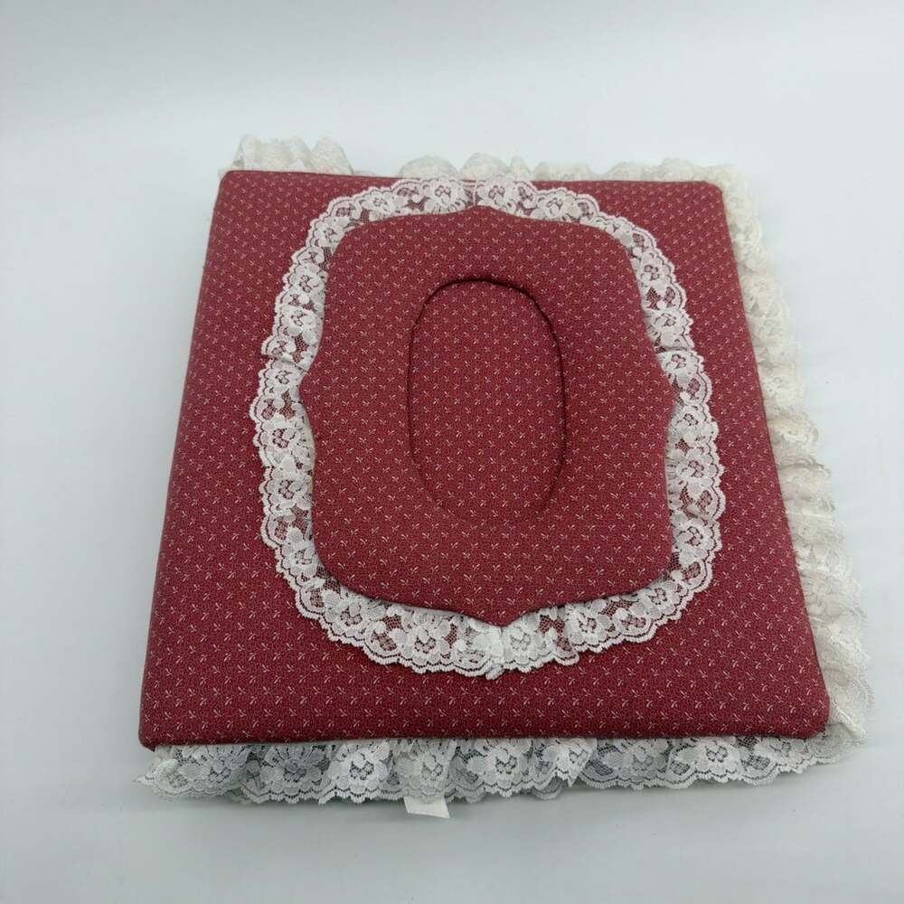 VTG Fabric Padded Floral Photo Insert Album Lace Trim Cottagecore Grandmacore